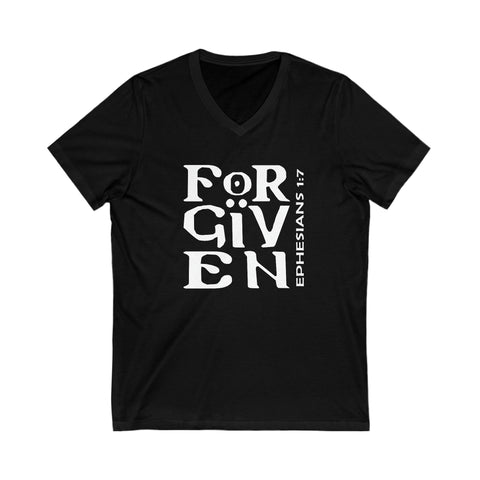 FORGIVEN - Unisex Jersey Short Sleeve V-Neck Tee