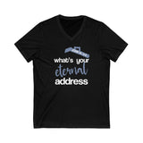 ETERNAL ADDRESS - Unisex Jersey Short Sleeve V-Neck Tee