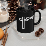 'LOVE'  Black Ceramic Mug — Faith Coffee Cup (11oz)