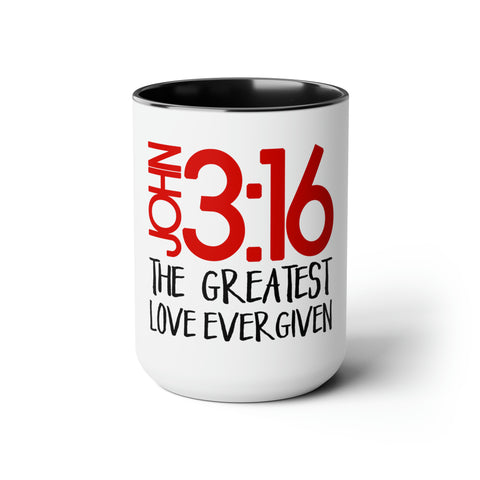 GOD SO LOVED - Two-Tone Coffee Mugs, 15oz