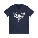 BLESSED - Unisex Jersey Short Sleeve V-Neck Tee