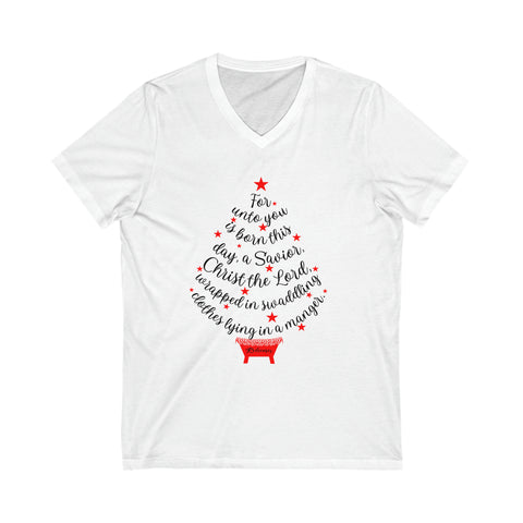 CHRIST TREE - Unisex Jersey Short Sleeve V-Neck Tee